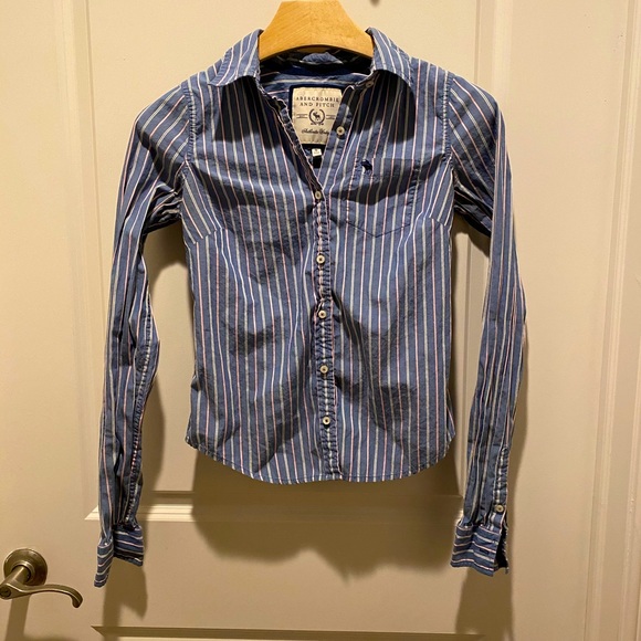 Abercrombie & Fitch Pinstripe Long Sleeve Oxford - Picture 1 of 4
